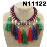 bohemian style fashion sweater braided tassel necklace wholesale
