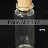35x16mm Clear Small Glass Bottle With Wooden Stopper for Beads(AJEW-H004-3)