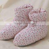 Flower Oragnic Cotton Cover Duck Down Shoes