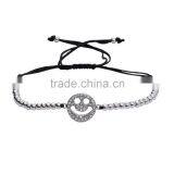 High Quality Silver Copper Bead Bracelets With Silver Smile Charm Tassel Bangle Bracelet thumbnail-2