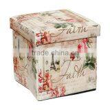 Decorative PU Wooden Storage Ottomans