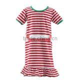 wholesale cotton nightgown baby Christmas stripe nighty long sleeve dress Christmas nightgown
