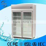 1000L 2 Doors Stainless Steel Commercial Electric Kitchenware Showcase