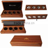 High Glossy Finish Wooden Coin Case for 4pcs of coin with Romovable Wooden Tray