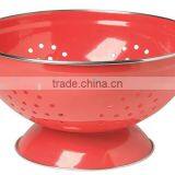 Red Powder Coated Stainless Steel Colander For Kitchen Food Washing thumbnail-2