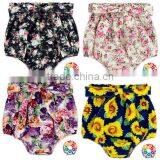Newborn Girl Bow Tie High Waist Floral Bubble Bloomers For Kids thumbnail-1