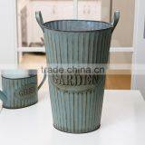 Decorative Garden Painted Antique Flower Metal Tin Pot Bucket thumbnail-2