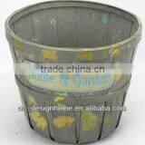 GRAY WASH ROUND HOME & GARDEN BAMBOO CHIP BASKET thumbnail-1