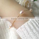 8-9 mm White Rice Shape Freshwater Pearl Bracelet thumbnail-2