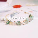 Raw Stone Charms Gold Chain Bracelet Crushed Stone Bracelet thumbnail-3