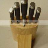 Front Oval Shapped 5- Slots Rubber Wood Knife Block, Stand, Holder thumbnail-3