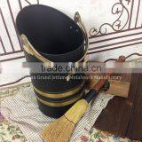 Fireplace Matt Black Metal Coal Bucket Round Coal Ash Bucket thumbnail-2