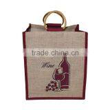 Factory Custom Cheap Six Bottle Jute Wine Bag thumbnail-1