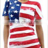 American Flag Black White Tees Latest New Design Short Style Lady Printing Graphic t Shirt for Women thumbnail-5
