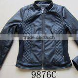 Women Fashion Coat pu Leather Quilted Short Style Jacket thumbnail-2