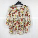 China Supplier Clearance Stock Lots Women Flower Print Chiffon Blouse thumbnail-1