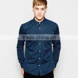 HOYUGO Navy Twill Shirt With Shirt Button Down Collar thumbnail-1