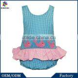 Turquoise Gingham Handmade Smocked Embroidered Whale One Piece Swimsuits