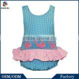 Turquoise Gingham Handmade Smocked Embroidered Whale One Piece Swimsuits thumbnail-1