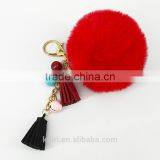 2017 New Arrival Popular Rex Rabbit Fur Pompom Keychain With Tassel Fur Ball Keychain 110A thumbnail-2