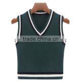 Wholesale School Uniform Sleeveless v Neck Cable Knitting Pattern Sweater Vest thumbnail-2