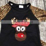 Baby Girls Christmas Outfit Girls REINDEER Clothing Girls Leapord Pant Baby Girls Boutique Party Clothes With Necklace and Bows thumbnail-2