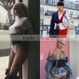 Fashion Black/Blue Cowboy New Belt Tied With a Black Waist Corset Tight Corset Denim Zipper Girdle For Women thumbnail-1