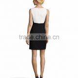 Slim Fit Sleeveless Round Neck Patch Work Ladies Official Dresses thumbnail-3