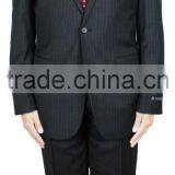 NAAMS MEN'S WOOL 2 BUTTON 2 VENT SLIM FIT SUIT JACKET FLAT FRONT PANT GREY STRIPE thumbnail-1