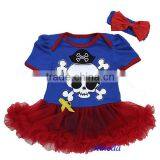 Baby Dark Blue Red Pirate Bodysuit Pettiskirt Tutu Headband 0-18M thumbnail-1