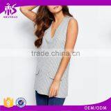 2016 Guangzhou Shandao OEM Custom Summer Women Sexy Sleeveless Deep V Neck Striped Cotton Latest Fashion Long Top Design thumbnail-1