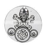 Zinc Based Alloy Steampunk Pendants Round Antique Silver Halloween Skull Gear Carved 39mm Dia thumbnail-1