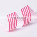 5/8" Stripe Grosgrain Ribbon Pink and White thumbnail-2