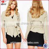 New Arrival Yoke Overlay With Self-tie Waist Belt Drape Waterfall Lady Jacket thumbnail-1