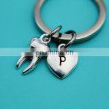 Personalized Initial Stamped Custom Silver Plating Tooth Dental Keychains