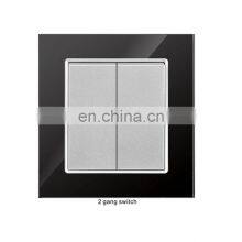 Electrical Wall Socket Panel European Standard British Standard 2 Switch Gold Red Black Glass Panel Plug Socket 10A/16A