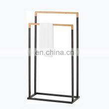 Горячая продажа: настольная ванная полотенцесушилка для дома, двойная бамбуковая полотенцесушилка thumbnail-1