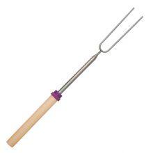 Professional Telescopic BBQ Fork Marshmallow Roasting Sticks Barbecue Forks With Wooden Handle thumbnail-2