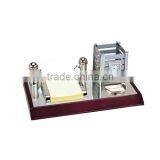 Zinc Alloy Pen Holder Desk Top Pen Holder Wooden Base Pen Holder thumbnail-1