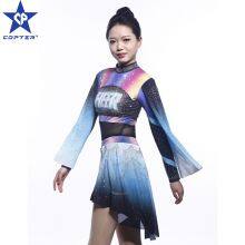 China Factory OEM Cheer Costumes Custom Rhinestones Long Sleeve Cheerleading Uniforms For Women thumbnail-3