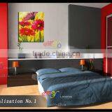 Handmade Home Decor Artwork Red Flowers Oil Painting on Canvas thumbnail-3