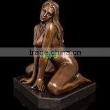 Bronze long hair sex nude woman sculpture