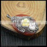 LFD-0045P ~ Wholesale Beautiful Red Agate Druzy Stone Pendants , Pave Rhinestone Crystal Shell Flowers Charms Pendant Jewelry thumbnail-3