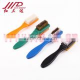 Plastic double side suede shoe brush with brass (1209-PT)