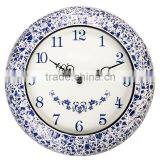 Home Decor Quartz Analog Chinese Blue and White Porcelain Wall Clock thumbnail-2