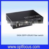 10/100/1000M 2 SFP slot media converter SC,LC