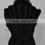 Women Fashion Knitted Real Raccoon Fur Vest LK16F013 thumbnail-2