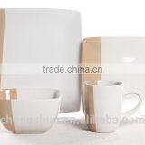 16pcs Square Color Glazed Stoneware Dinner Set, Stoneware Tableware Sets thumbnail-2