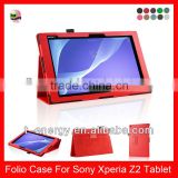 Free Shipping,Folio Leather Auto Wake Sleep Smart Cover Case For Sony Xperia Z2 Tablet 10.1'' Leather Case(2014 Model),Red