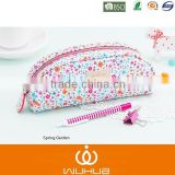 Female Elegant Contracted Lovely Floral Canvas metal Zipper Pencil Bag